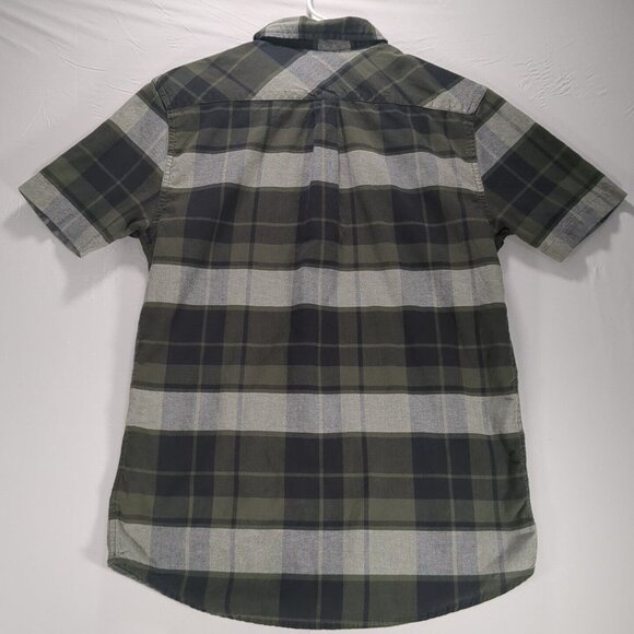 Levis Mens Small Green/Black/White Plaid Button Up Short Sleeve Shirt Vintage - Picture 2 of 6